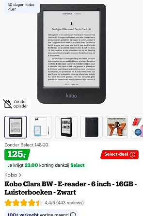 Select-deal: Kobo Clara BW E-reader