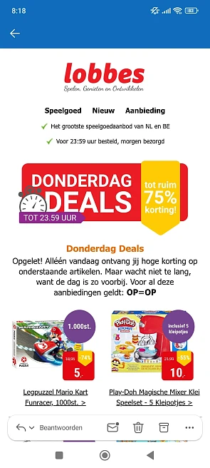 Donderdagdeal Lobbes speelgoed: tot -75%