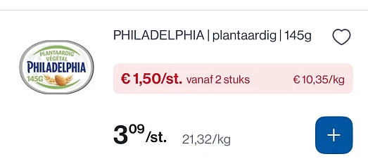 Philadelphia plantaardig 145 gram -50%