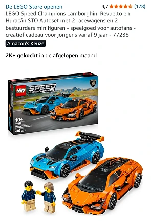 LEGO 77238 Speed Champions Lamborghini Revuelto en Huracán STO
