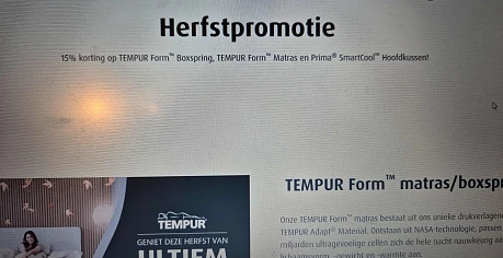 Herfstpromotie op hoofdkussen Tempur
