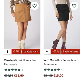 Rokken aan 15 en 20€ bij as adventure