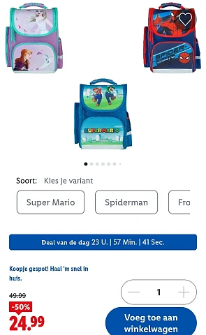 Marvel / Disney / Super Mario rugzak, 15 l -50%