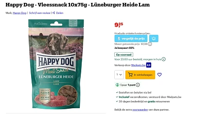 Happy Dog hondensnack 10 zakjes voor 9.25€