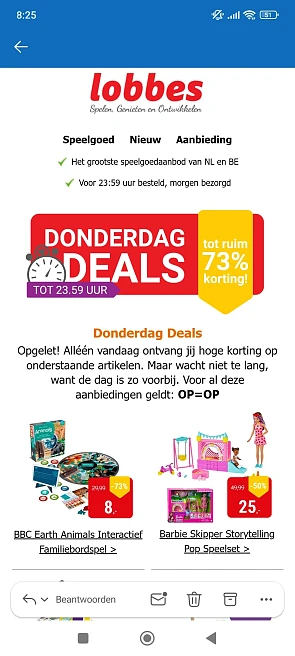 Donderdagdeal Lobbes: tot -73% op speelgoed