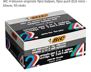 50 Navullingen blauw bic 4kleuren pen