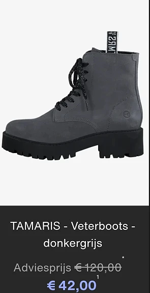 Tamaris veterboots aan 42€