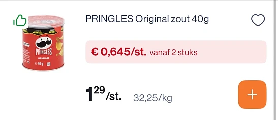 Pringles chips original 40 gram -50%