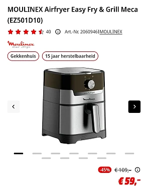 MOULINEX Airfryer Easy Fry & Grill Meca (EZ501D10)
