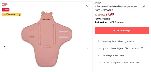 Jollein wikkeldeken voor autostoel -44% bij Wehkamp