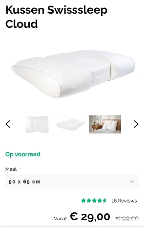 70% korting op Swisssleep kussen