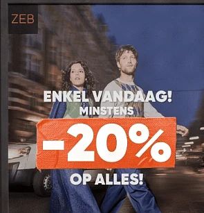 Minimum -20% OP ALLES bij ZEB