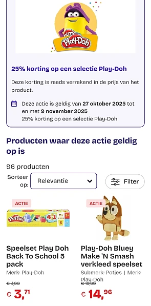 -25% op een selectie Play-Doh