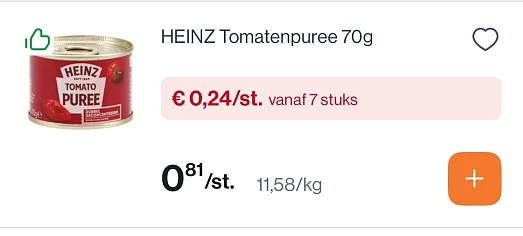 Heinz tomatenpuree -70% bij Colruyt