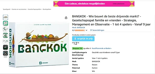 Gezelschapsspel scoren? Misschien is deze Bangkok wel iets voor jou? Elders kost deze