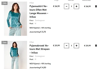 15% korting op alle pyjama's bij Veritas