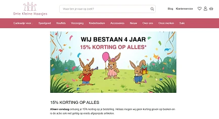 Drie kleine haasjes: 15% korting vandaag