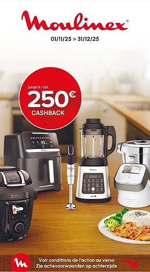 Tot €250 cashback op Moulinex toestellen