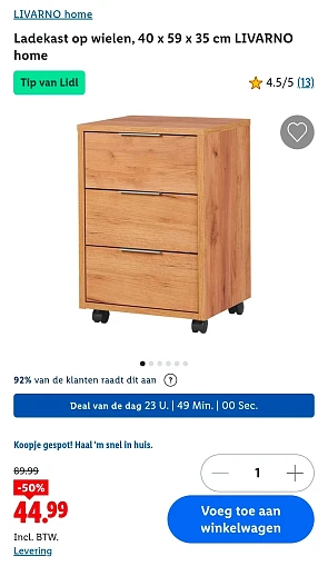 Lidl dagdeal: LIVARNO home ladekast op wielen