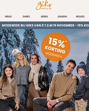 Giks: 15% korting