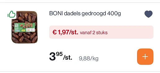 Boni gedroogde dadels 400 gram -50%