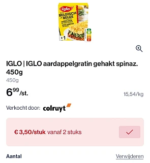 Iglo maaltijden -50% bij Colruyt