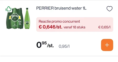 Perrier bruisend water 1L -33,34%