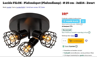 Plafondlamp met 77% korting