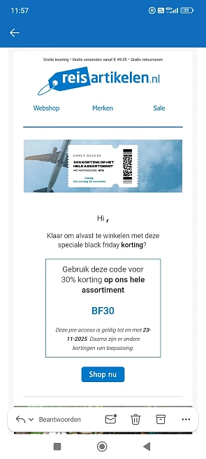 Reisartikelen.nl: 30% korting