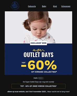 60% op baby- en kinderkleding bij Petit Bateau