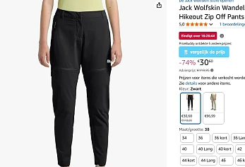 Wandelbroek Jack Wolfskin afritsbaar voor dames maat 38 voor 30.60€