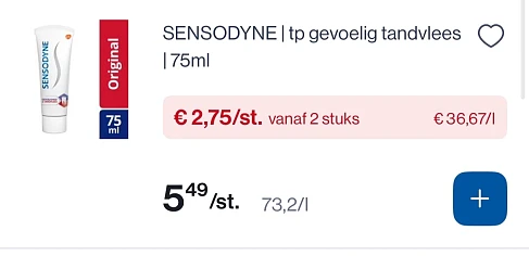 Sensodyne tandpasta -50% bij Collect en go