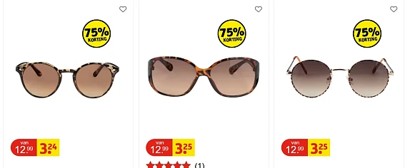 75% korting op zonnebrillen bij Kruidvat