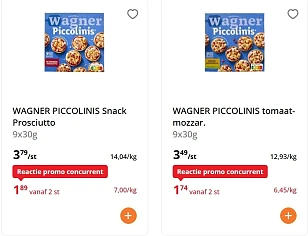 Wagner piccolinis -50% bij Colruyt