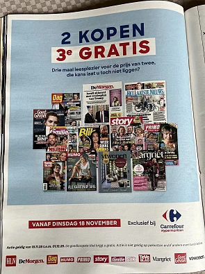 3 kopen voor de prijs van 2 op magazines bij Carrefour hyper vanaf 18/11