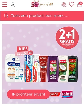 2+1 gratis SANEX - COLGATE - TAHITI bij Di