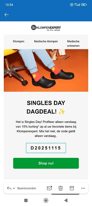 15% korting bij klompenexpert