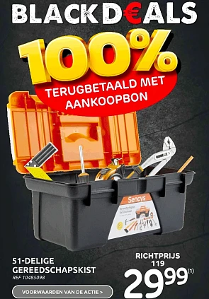 GRATIS Sencys gereedschapskist 51-delig dmv terugbetaling