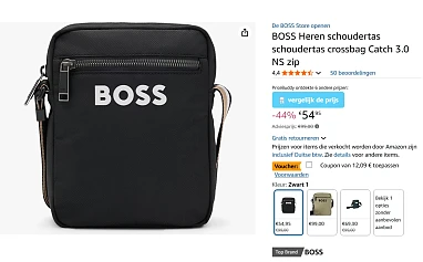 BOSS Heren schoudertas schoudertas van 99€ nu voor 42.86€