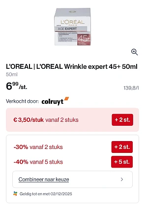 L’Oréal wrinkle expert met dubbele korting tot -40%