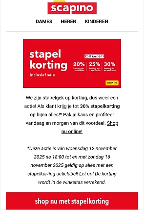 Tot -30% stapelkorting bij Scapino, bovenop sale ✨