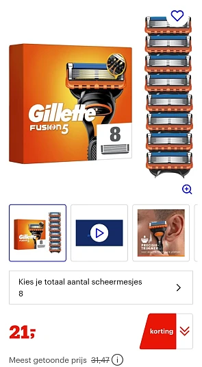 Gillette Fusion5 Scheermesjes 8 stuks -33%