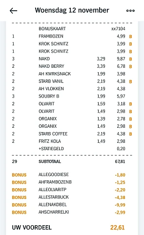 A.H. promoties op o.a. Starbucks, Nakd en Olvarit