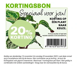 20% korting op één plant naar keuze