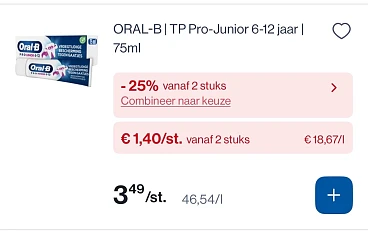 Oral B tandpasta in promo met 25% bovenop