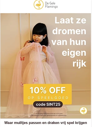 -10% op speelgoed bij De Gele Flamingo