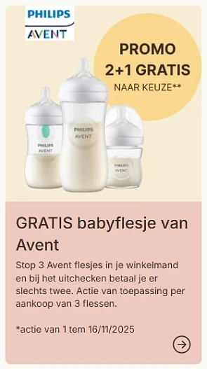 2+1 gratis Philips Avent flesjes bij de Gele Flamingo