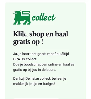 Gratis collect bij Delhaize
