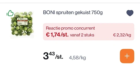 Weekenddeal spruitjes 750 gram -50%