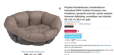 Ferplast Hondenkussen, hondenbed voor 27.62€